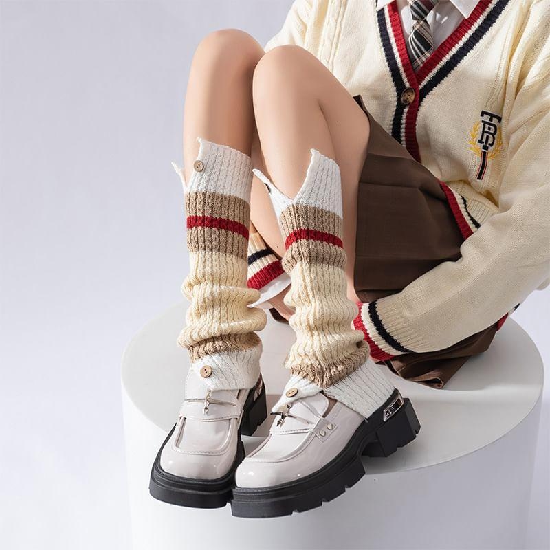 Color Block Cable Knit Leg Warmers Product Image