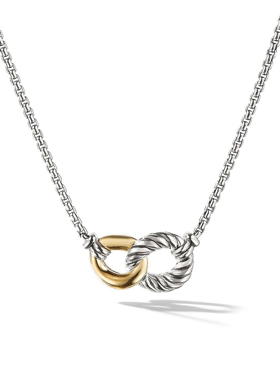 Womens Belmont Curb Link Necklace in Sterling Silver with 18K Yellow Gold Product Image