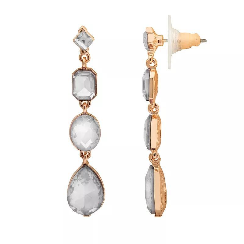 LC Lauren Conrad Crystal Tiered Linear Drop Earrings, Womens, Clear Product Image