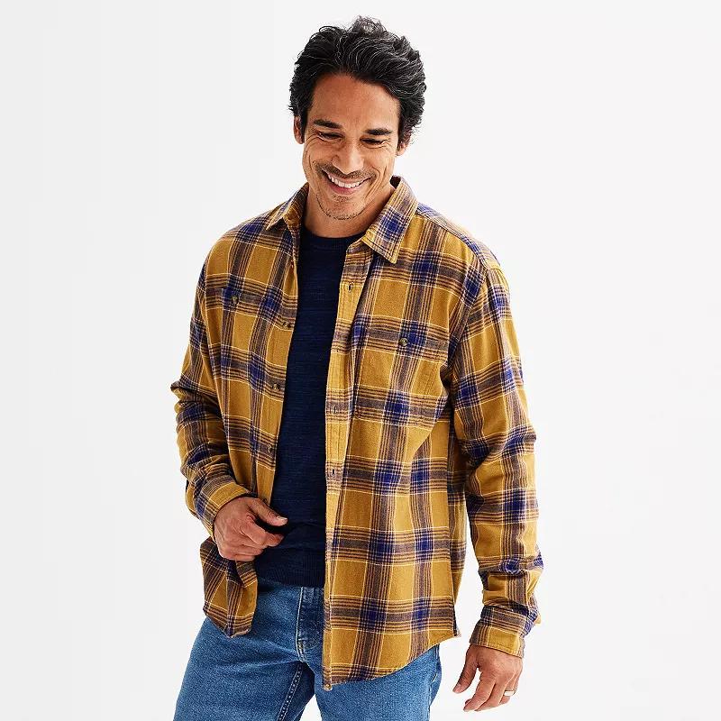 Mens Sonoma Goods For Life Supersoft Flannel Button-Down Shirt Blue Plaid Product Image