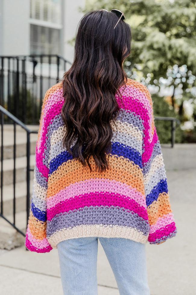 Forgot You Existed Pink Multi Striped Cardigan Product Image