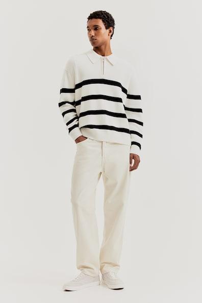 Loose Fit Half-zip Polo Sweater Product Image