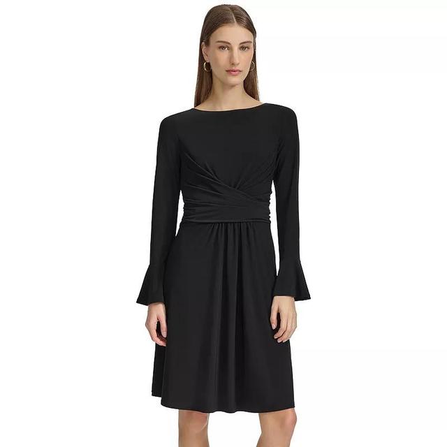 Womens Harper Rose Long Sleeve Boatneck Pleated Wrap Dress Product Image