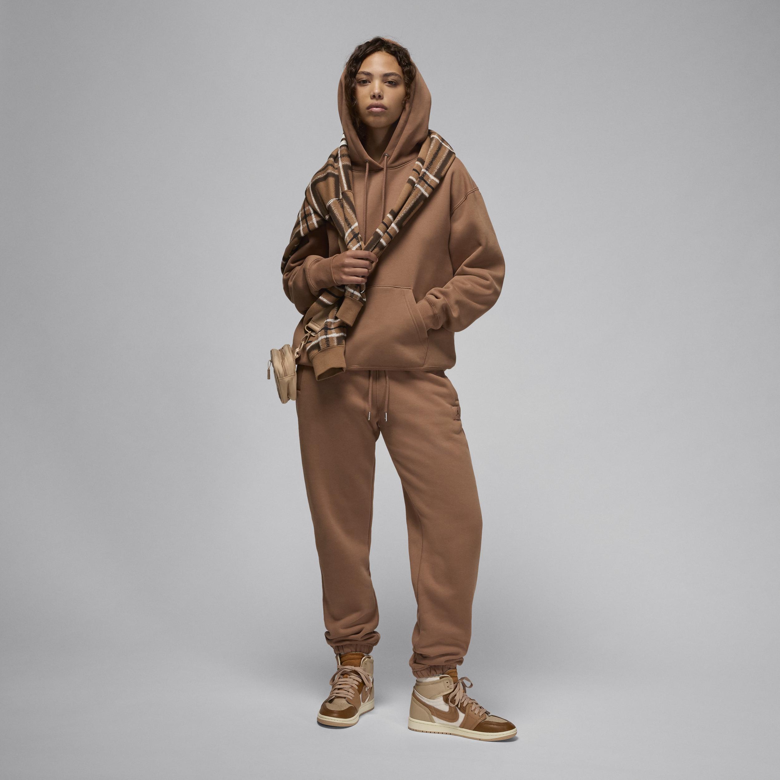 Jordan Womens Jordan Flight Fleece Pullover Hoodie 24 - Womens Brown/Brown Product Image