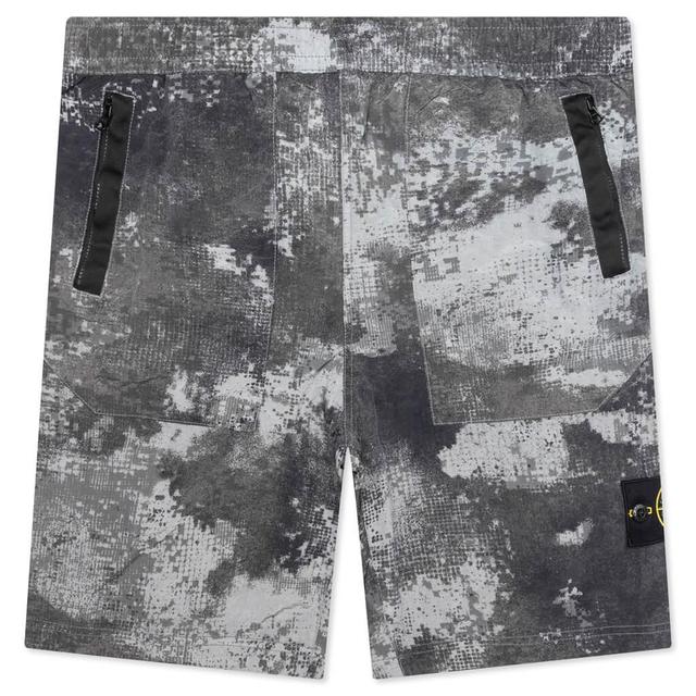 Dissolving Grid Camo Comfort Fit Bermuda Shorts - Grey Male Product Image