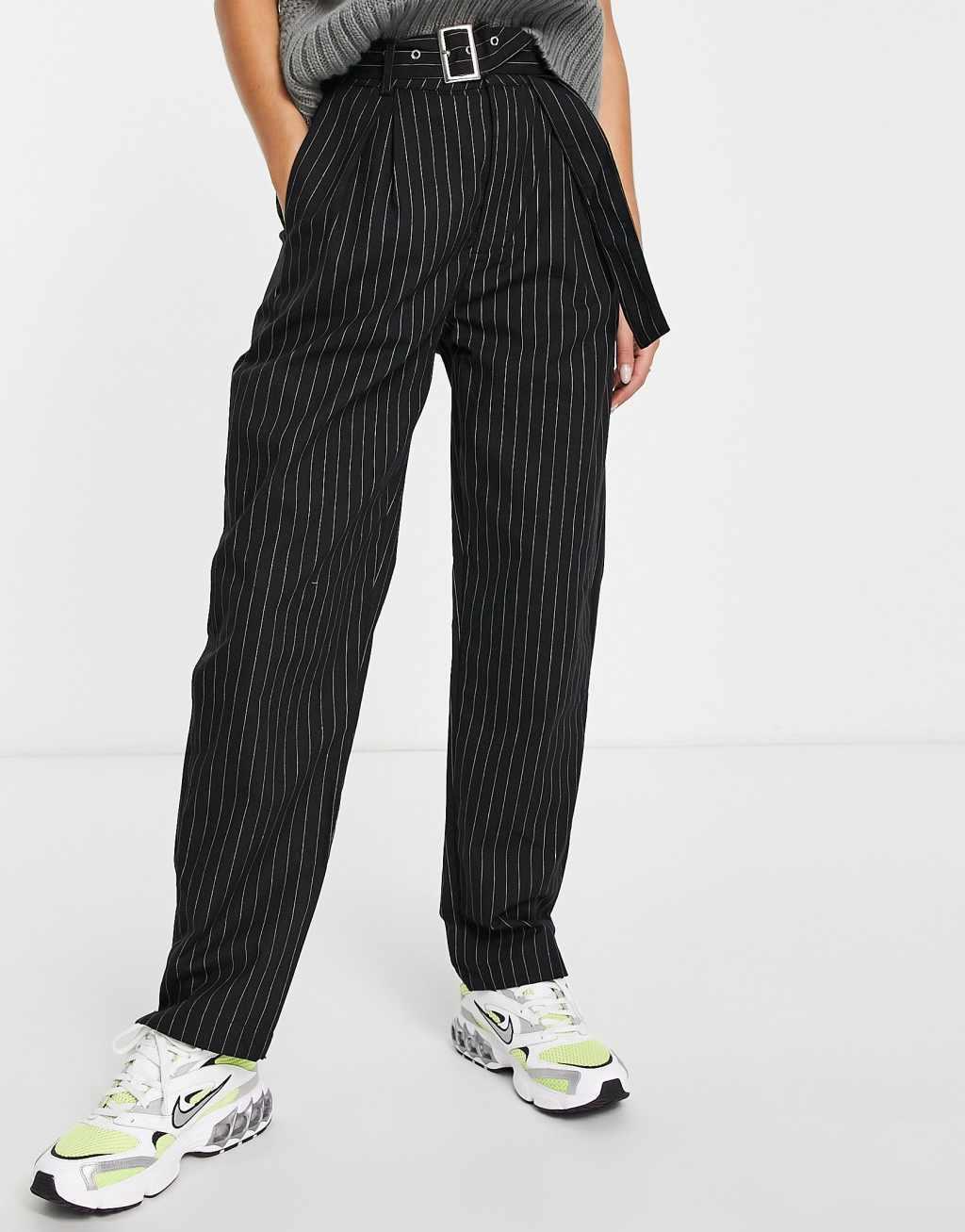 Heartbreak mix and match tailored pants in black pinstripe - part of a set Product Image