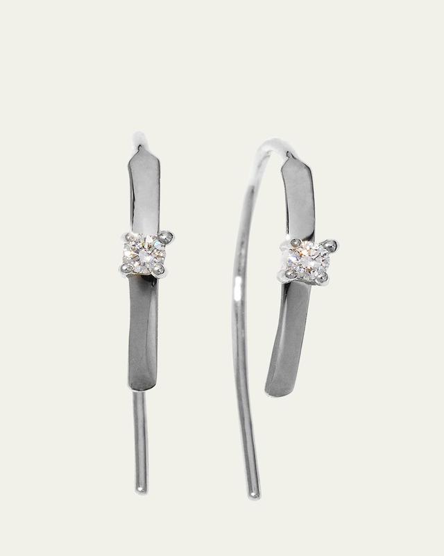 Womens 14K Yellow Gold & Diamond Mini Flat Earrings Product Image