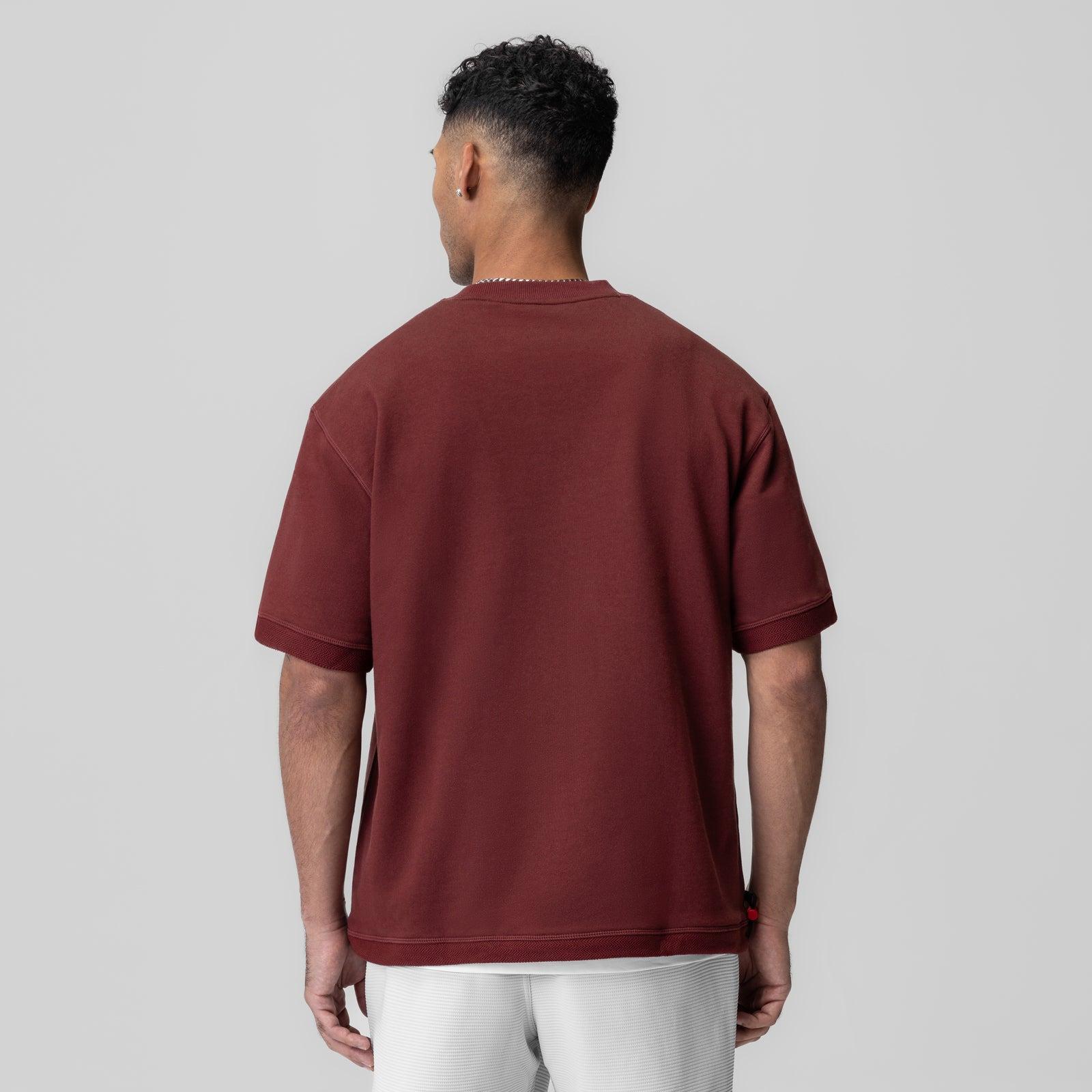 1026. Herringbone Terry Oversized Cinch Tee - Crimson Product Image