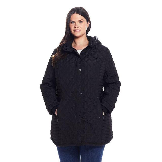 Plus Size Weathercast Hooded Quilted Walker Coat, Womens Product Image