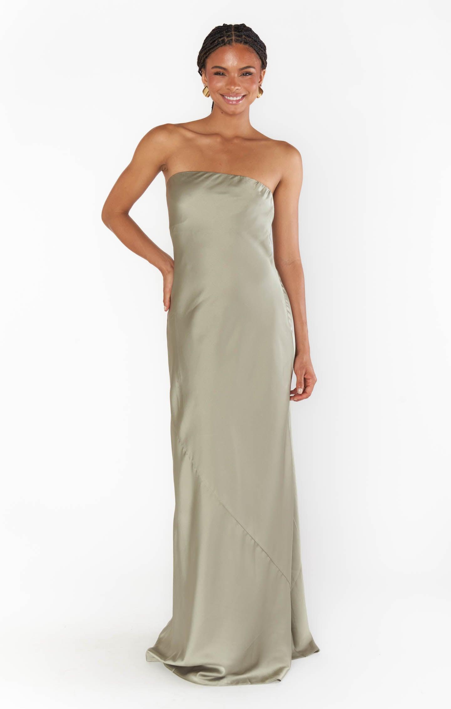 Taylor Tube Maxi Dress ~ Moss Green Luxe Satin Product Image