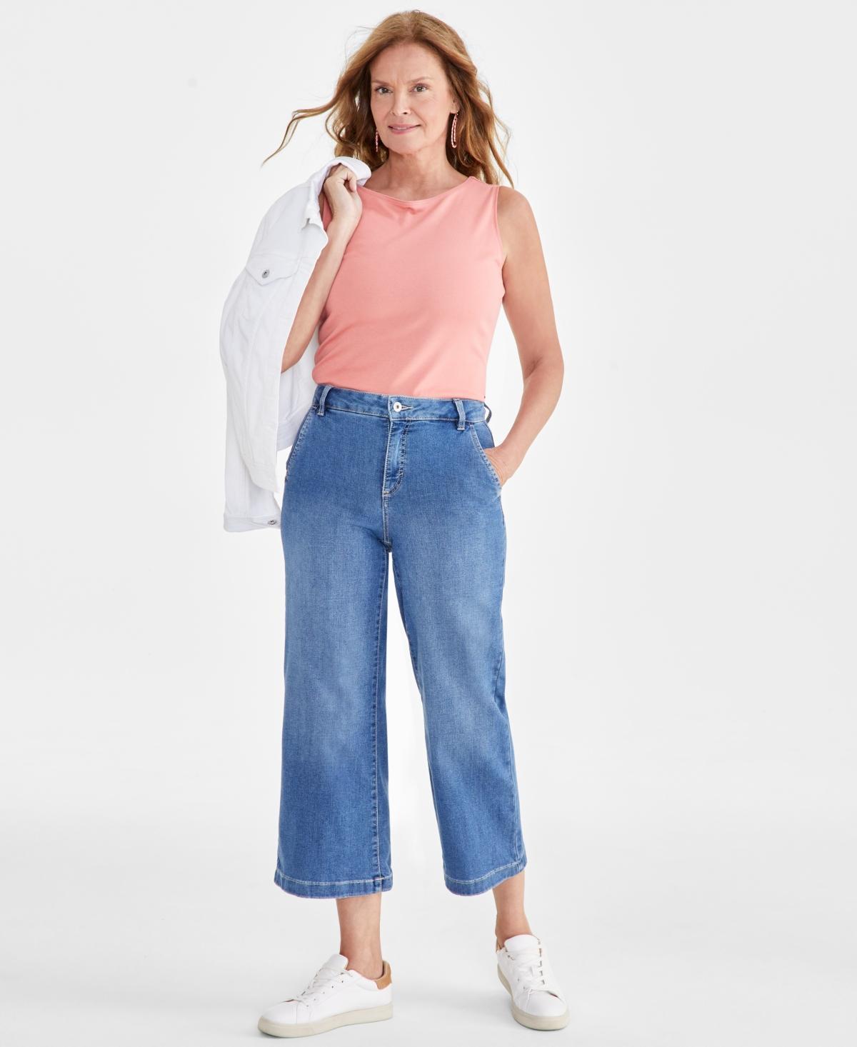 Style & Co Womens High-Rise Wide-Leg Crop Jeans, Created for Macys Product Image