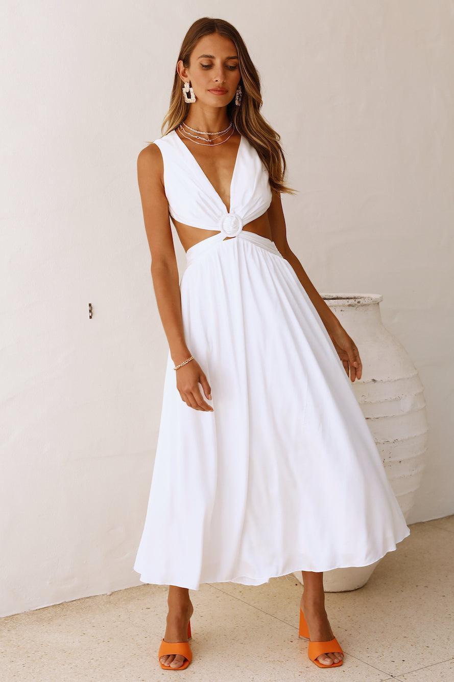 Lovely Travels Midi Dress White Product Image