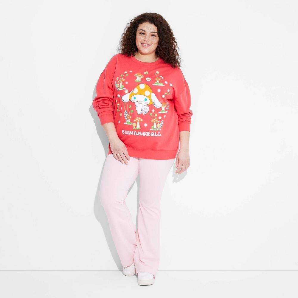 Womens Cinnamoroll Mushroom Graphic Sweatshirt - Red Product Image