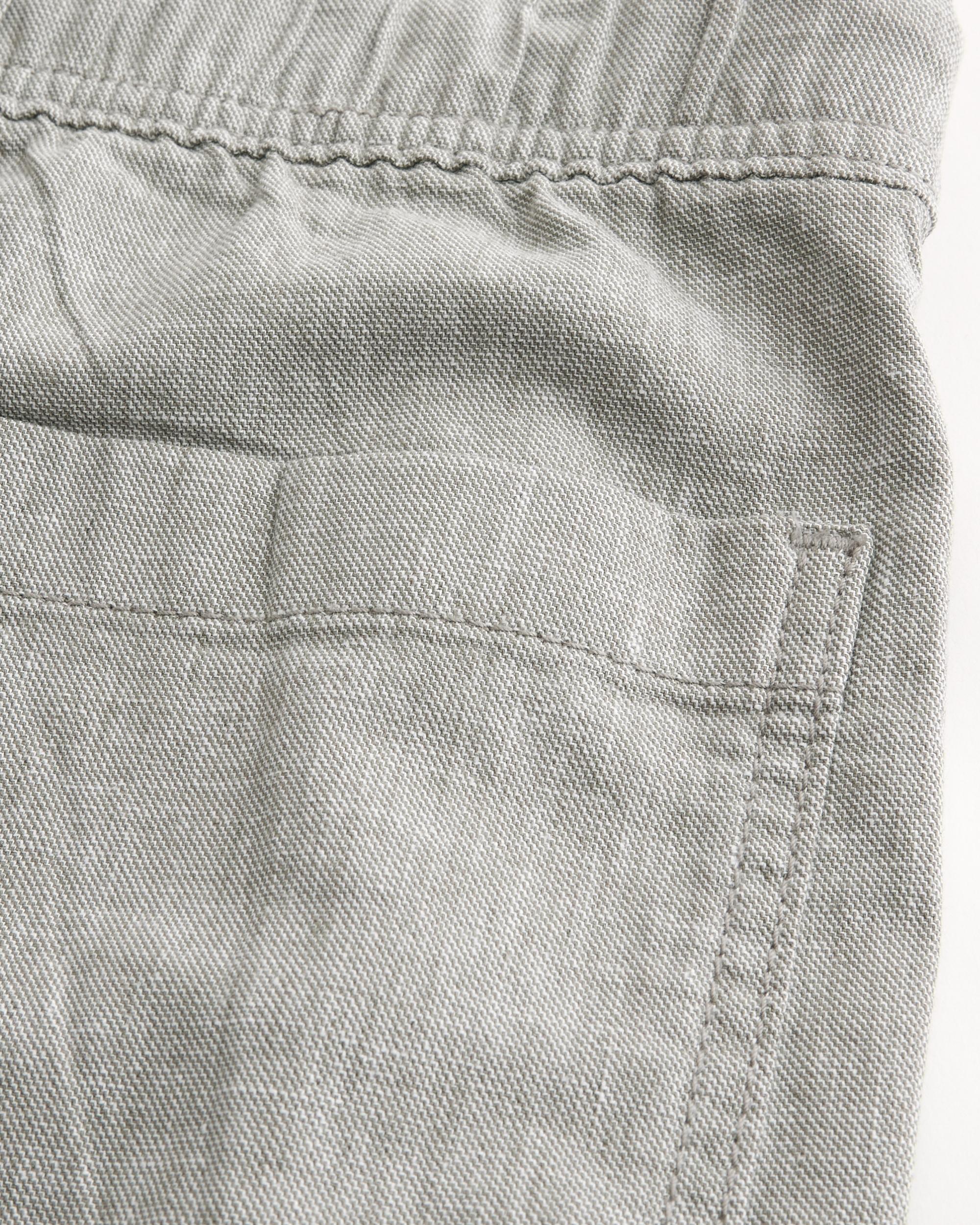 Linen-Blend Flex-Waist Baggy Pants Product Image