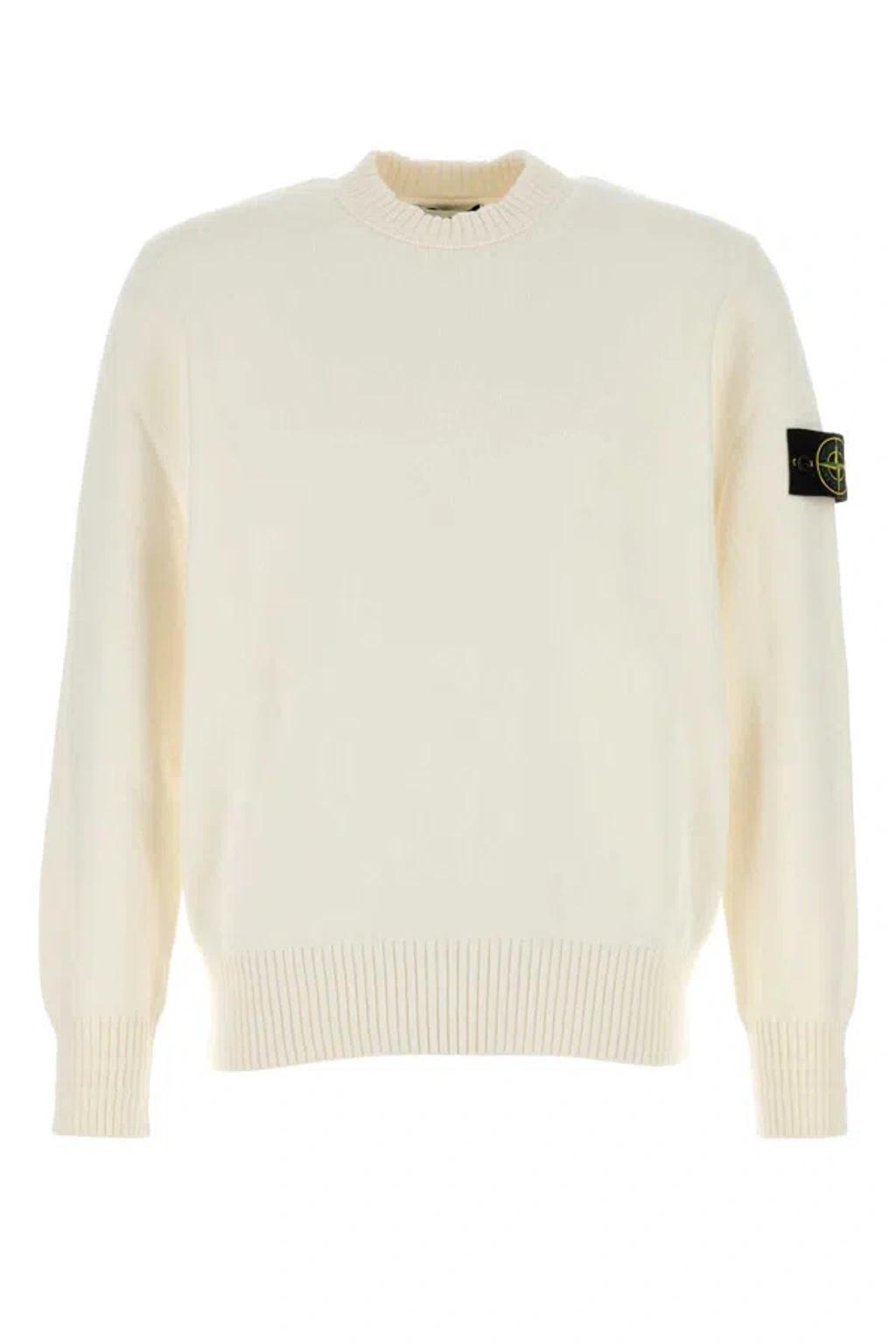 STONE ISLAND White Cotton Sweater Product Image