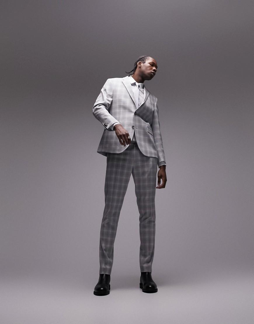 Topman slim fabric interest checked suit jacket Product Image