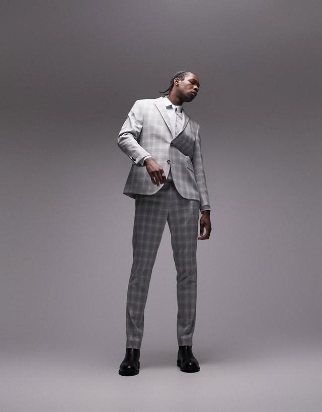 Topman slim fabric interest checked suit jacket Product Image