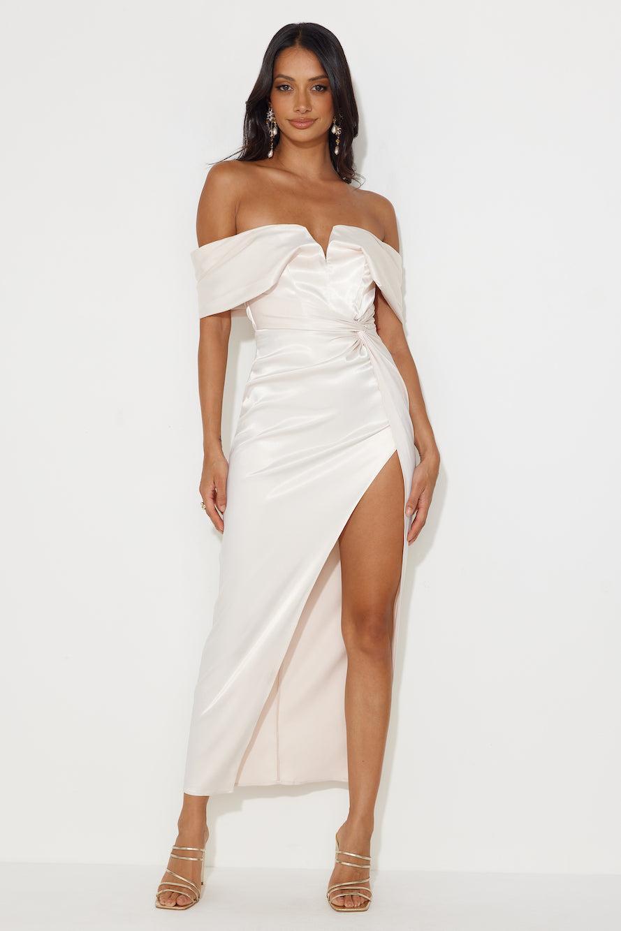 Formal Affair Satin Maxi Dress Pearl Product Image