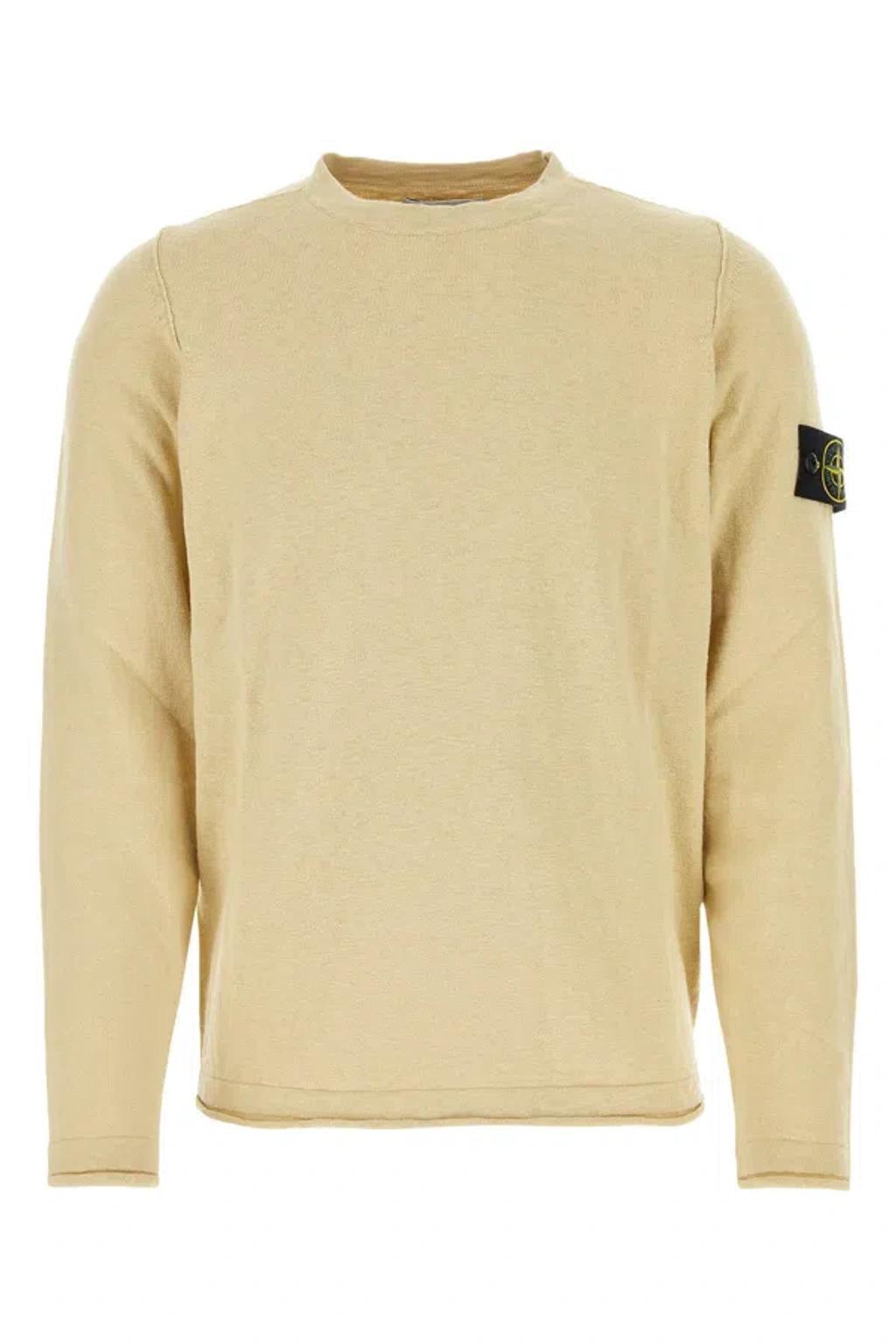 Cotton Blend Crew Neck Sweater In Brown Product Image