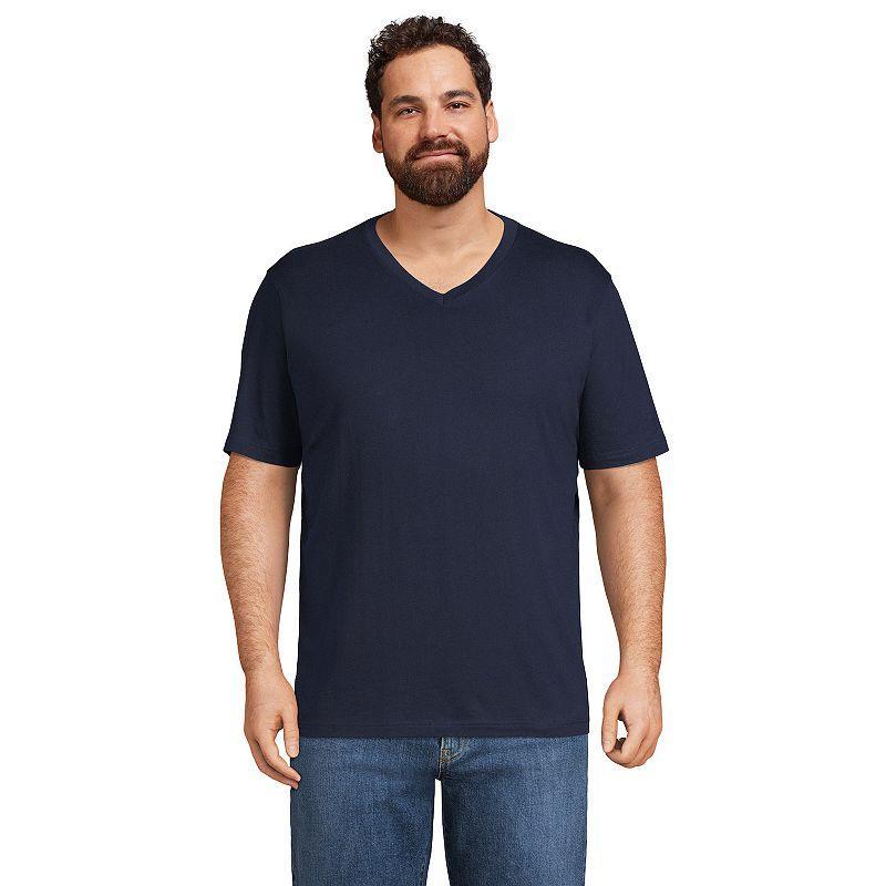 Big & Tall Lands End Super-T V-neck Tee, Mens Black Product Image