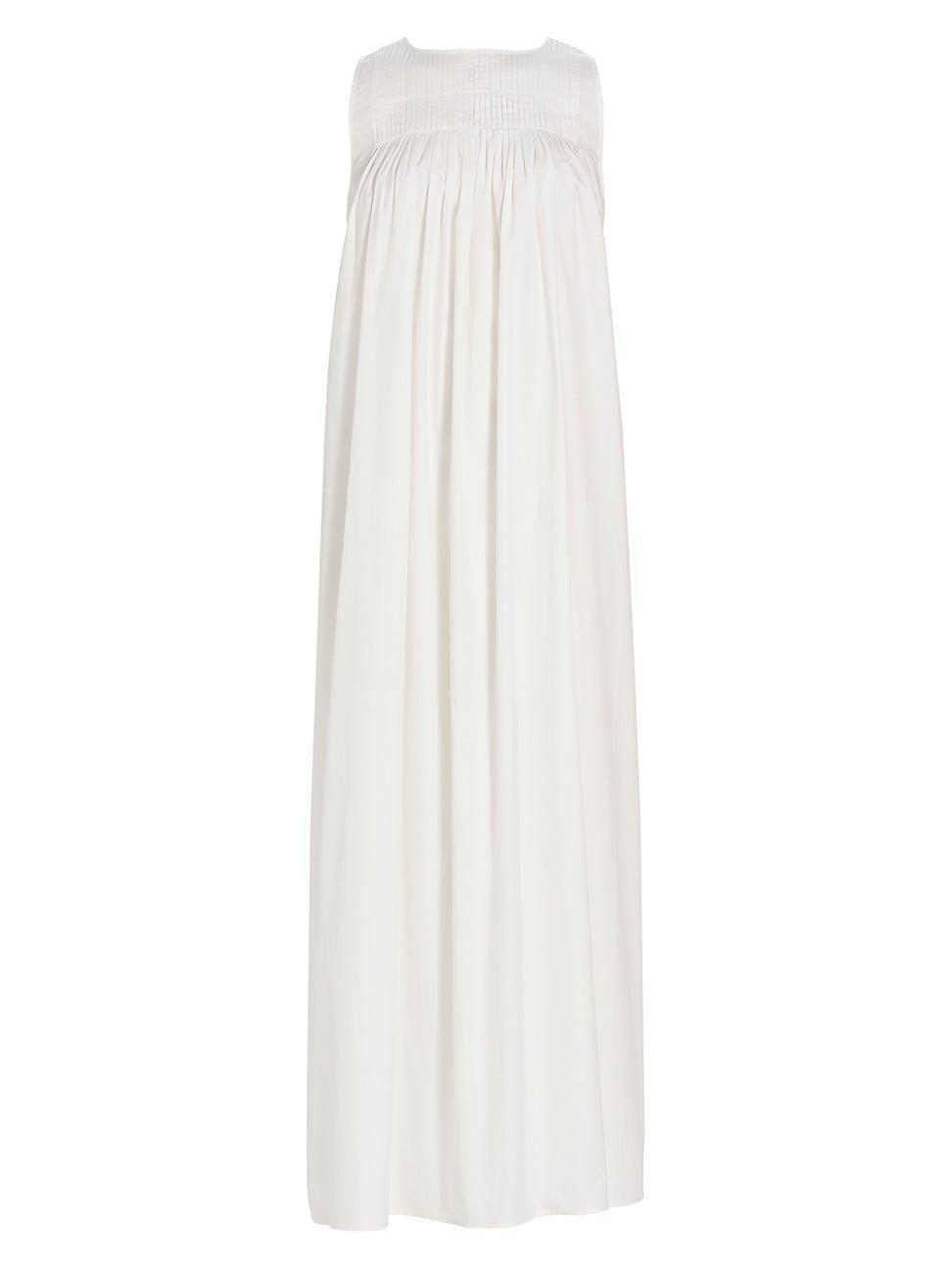 Womens Sleeveless Pleated Cotton Maxi Dress product image