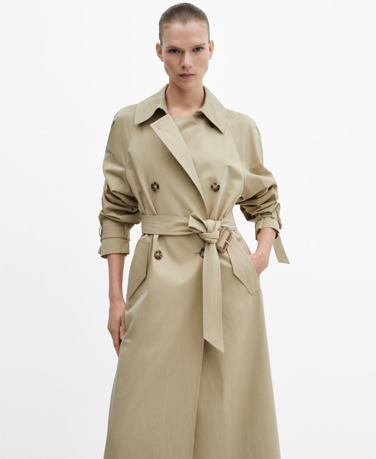 MANGO - Double-breasted cotton trench coat beigeWomen Product Image