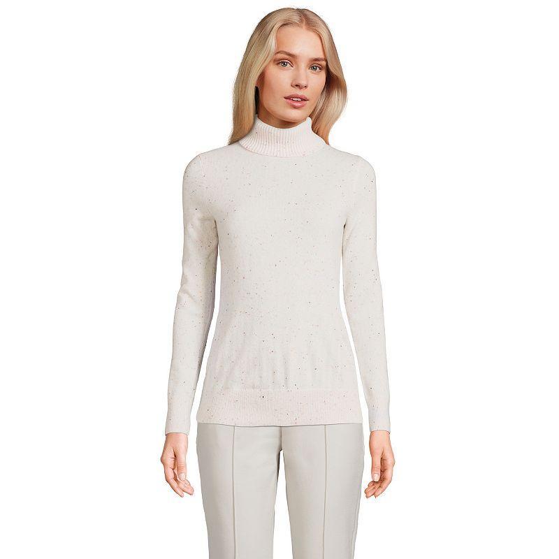 Womens Lands End Turtleneck Cashmere Sweater Pale Blue Ice Product Image