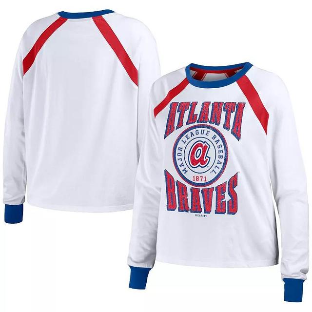 Womens WEAR by Erin Andrews Atlanta Braves Raglan Long Sleeve T-Shirt Product Image