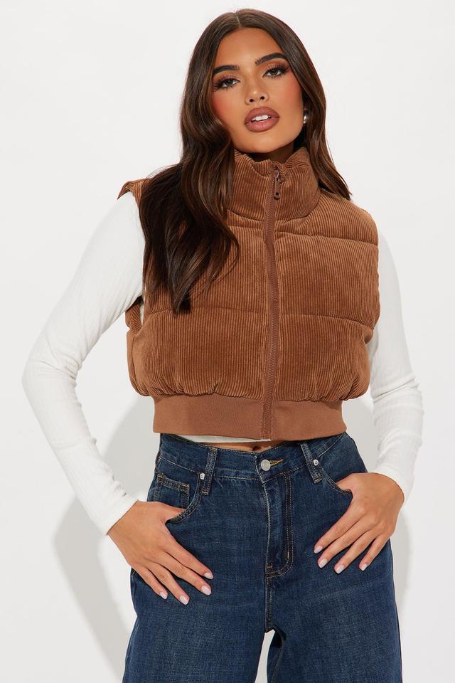 Jasmine Corduroy Puffer Vest - Cognac Product Image