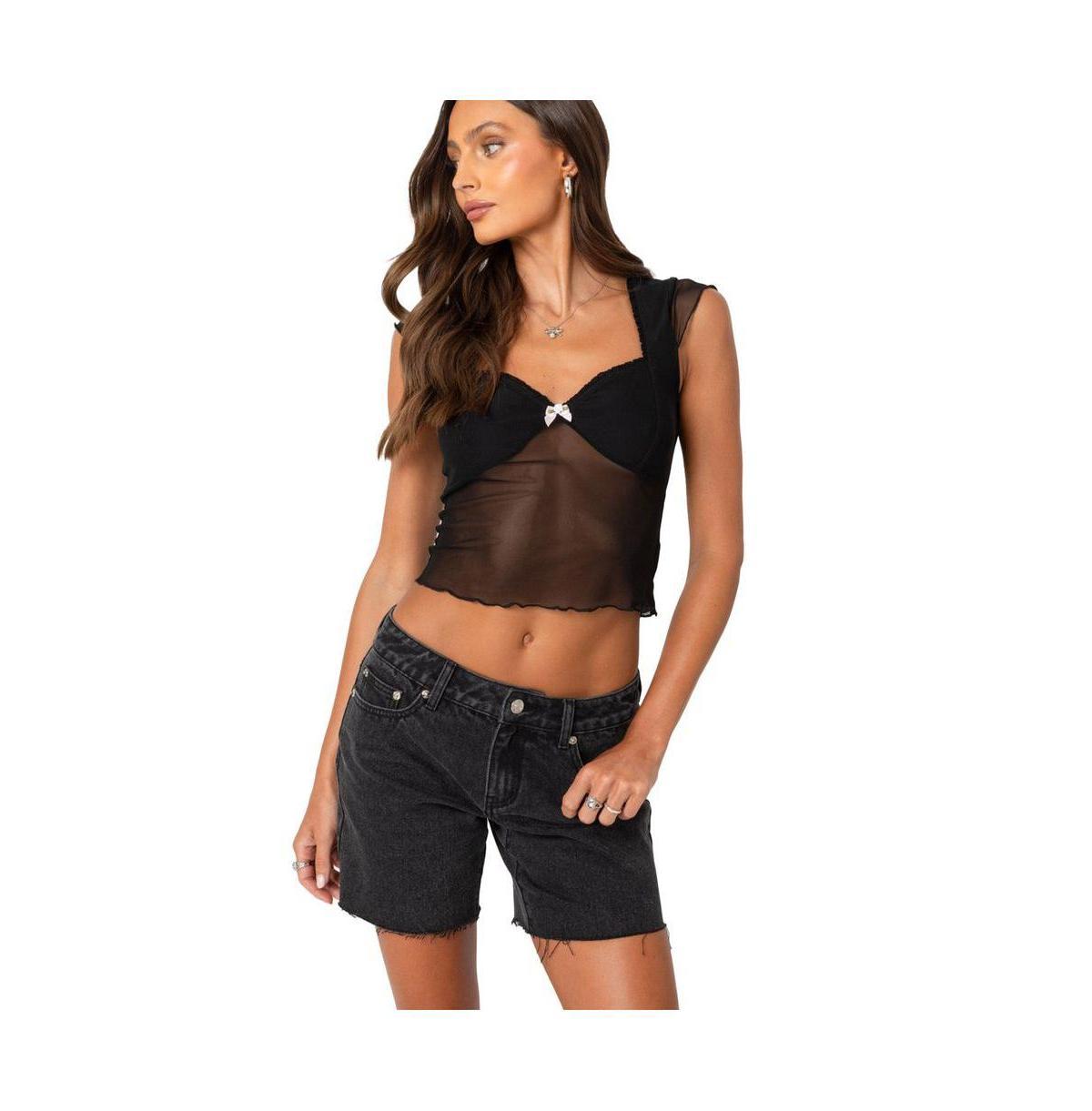 Edikted Womens Devi sheer mesh top Product Image