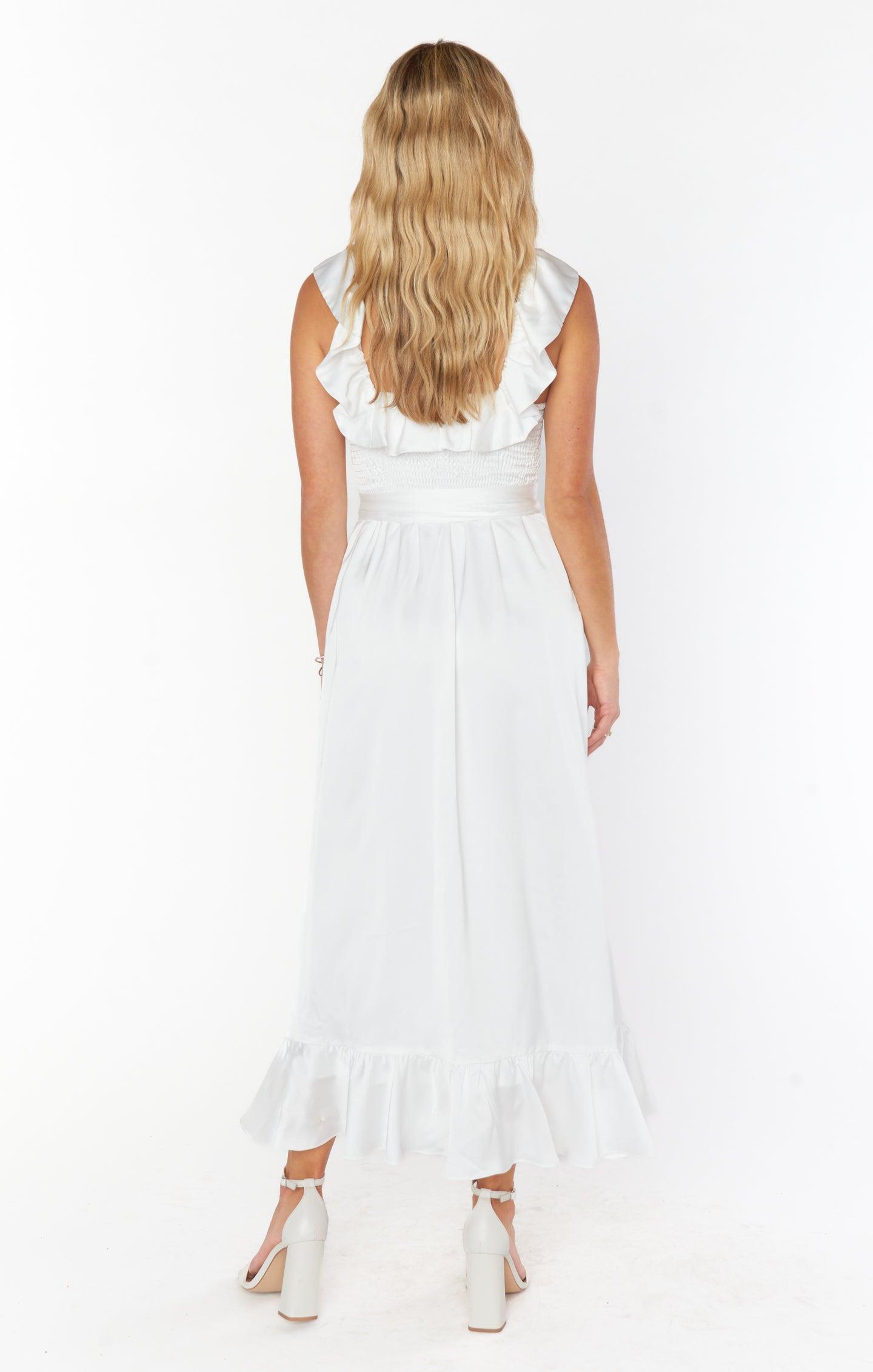 Alexis Midi Dress ~ Ivory Luxe Satin Product Image