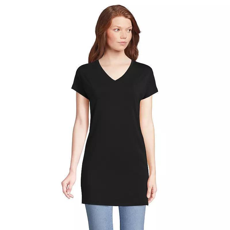 Lands End Womens Short Sleeve Jersey Extra Long V neck Tunic Product Image