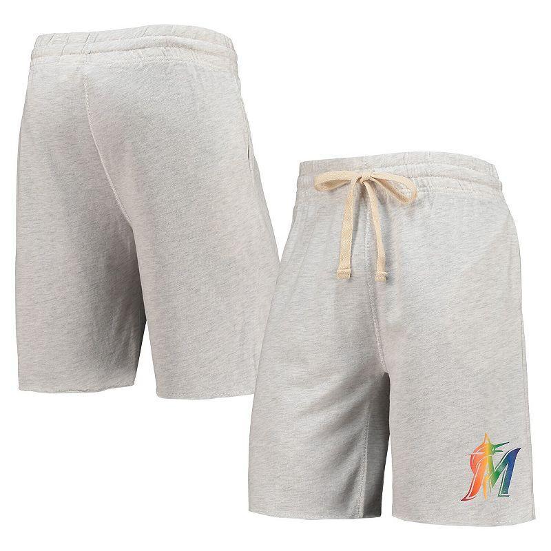 Mens Concepts Sport Oatmeal Miami Marlins Mainstream Logo Terry Tri-Blend Shorts Product Image