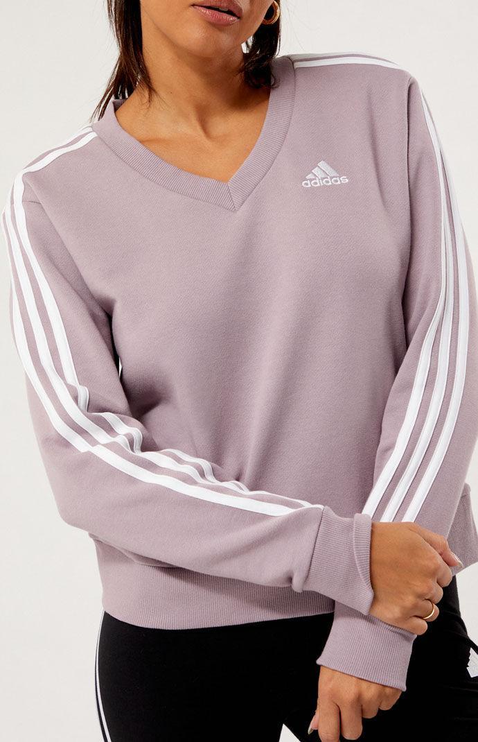 Adidas Women's 3-Stripes V-Neck Sweatshirt - Product Image