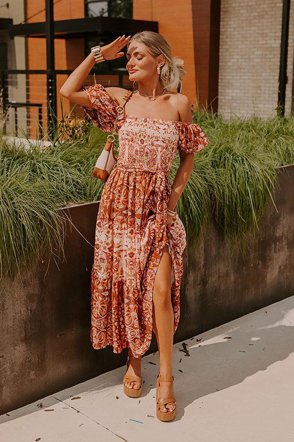 Chasing Sunsets Smocked Floral Midi Product Image