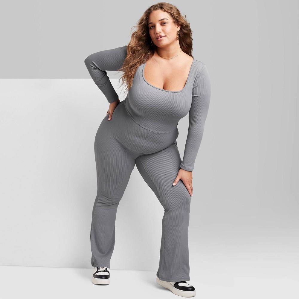 Womens Long Sleeve Seamless Fabric Jumpsuit - Wild Fable Slate 3X product image