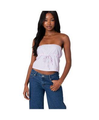 Edikted Womens Augusta Pinstripe Strapless Top Product Image