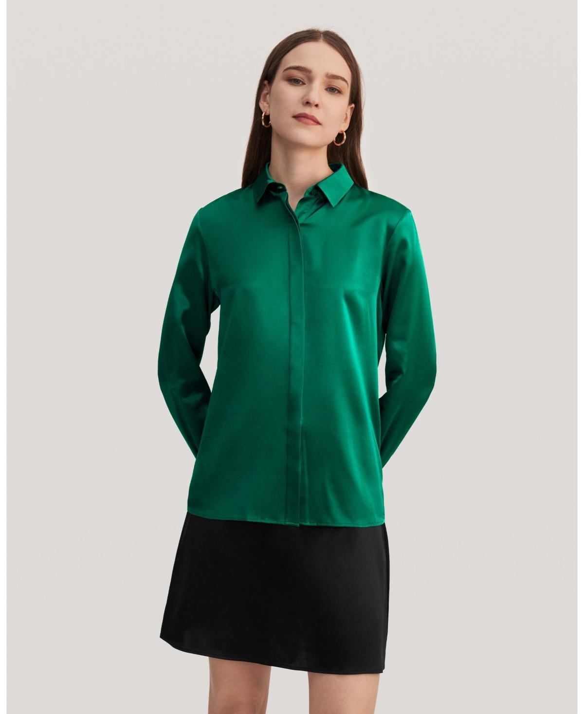 Lilysilk Womens Basic Concealed Placket Silk Shirt Product Image