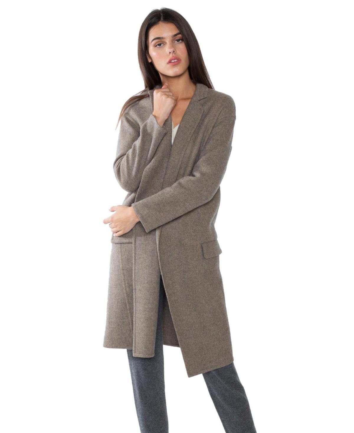 Jennie Liu Womens Cashmere Wool Double-faced Lapel Overcoat Product Image