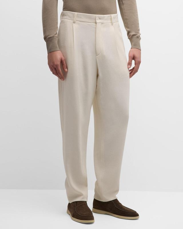 Mens Pleated Wool-Blend Suit Pants Product Image