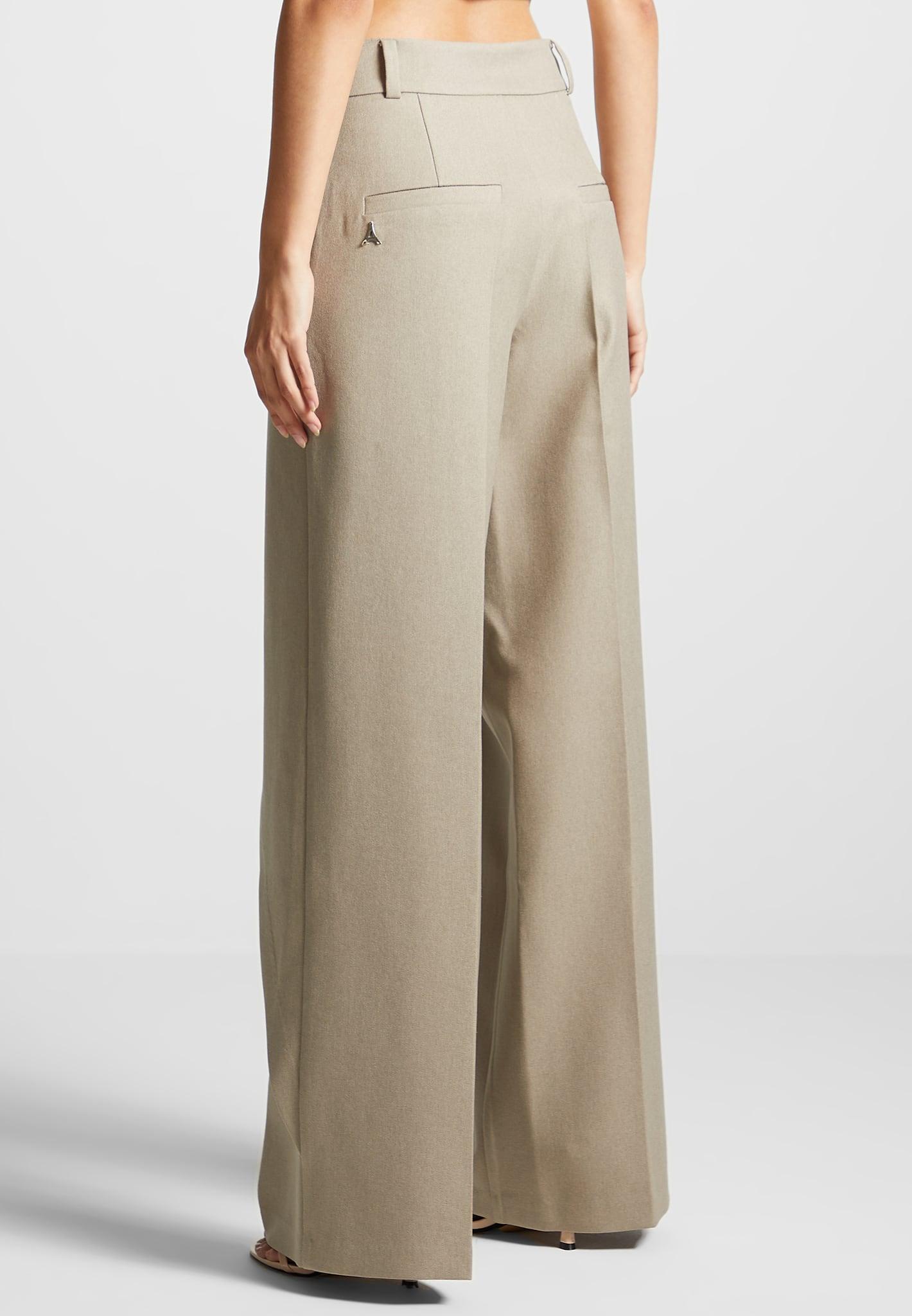 Wrap Tailored Trousers - Beige Female Product Image