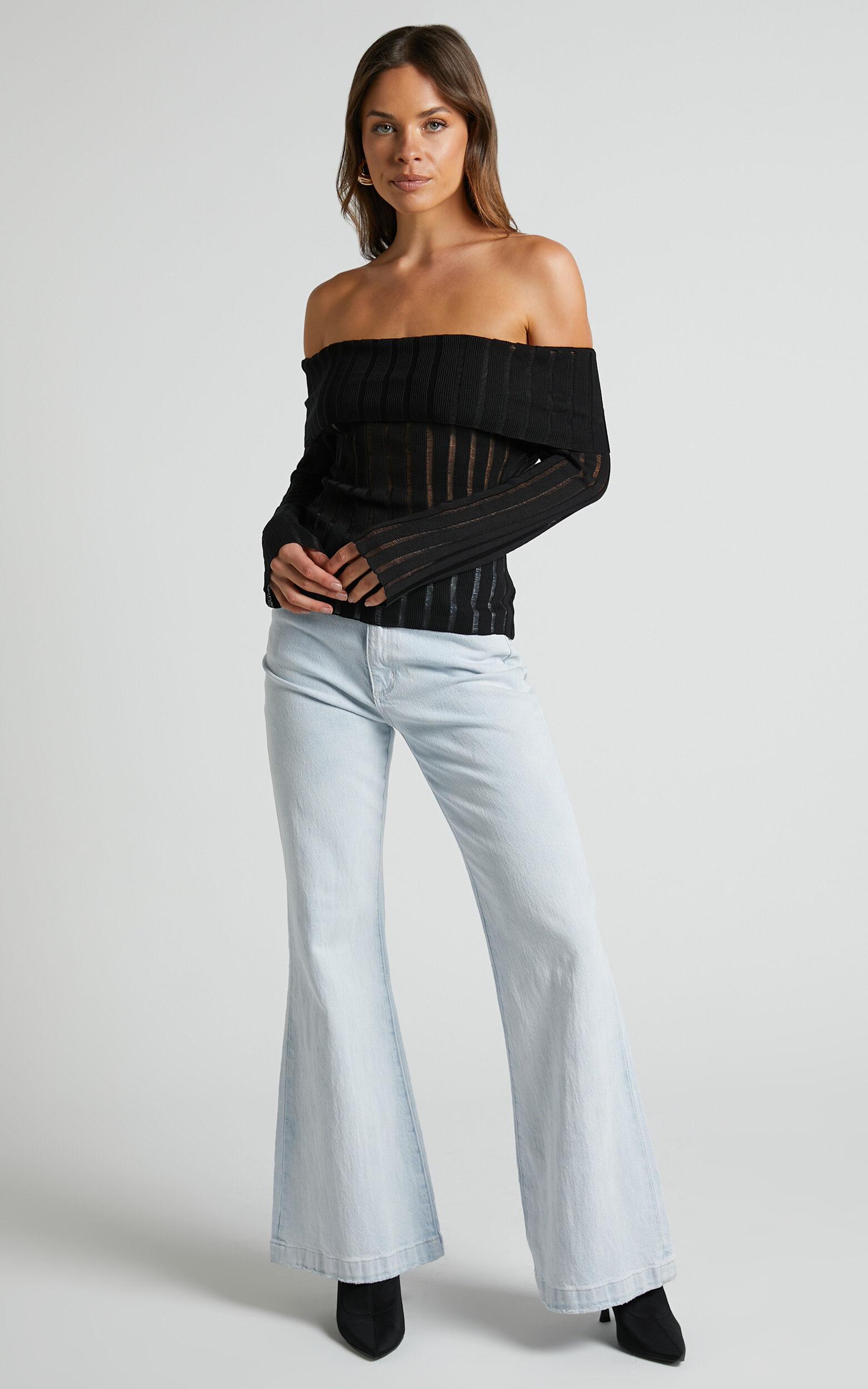 Kailah Top - Off the Shoulder Knit Top in Black Product Image