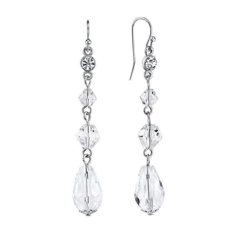 1928 Bead Linear Drop Earrings, Womens, White Product Image