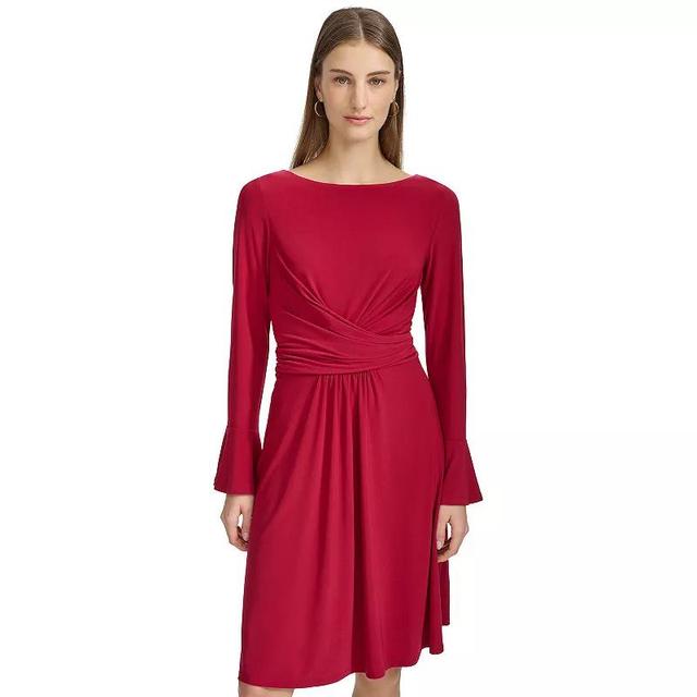 Womens Harper Rose Long Sleeve Boatneck Pleated Wrap Dress Red Product Image