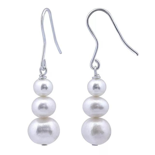 Aleure Precioso Sterling Silver Freshwater Cultured Pearl Drop Earrings, Womens, White Product Image