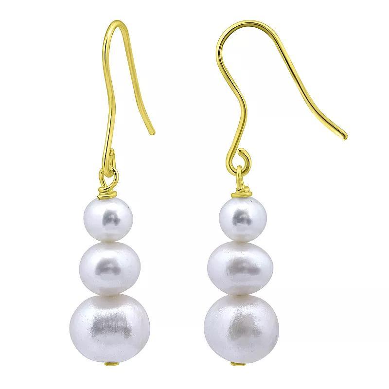 Aleure Precioso Sterling Silver Freshwater Cultured Pearl Drop Earrings, Womens, Gold Tone Product Image