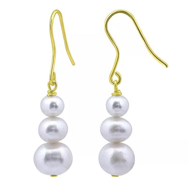 Aleure Precioso Sterling Silver Freshwater Cultured Pearl Drop Earrings, Womens, Gold Tone Product Image