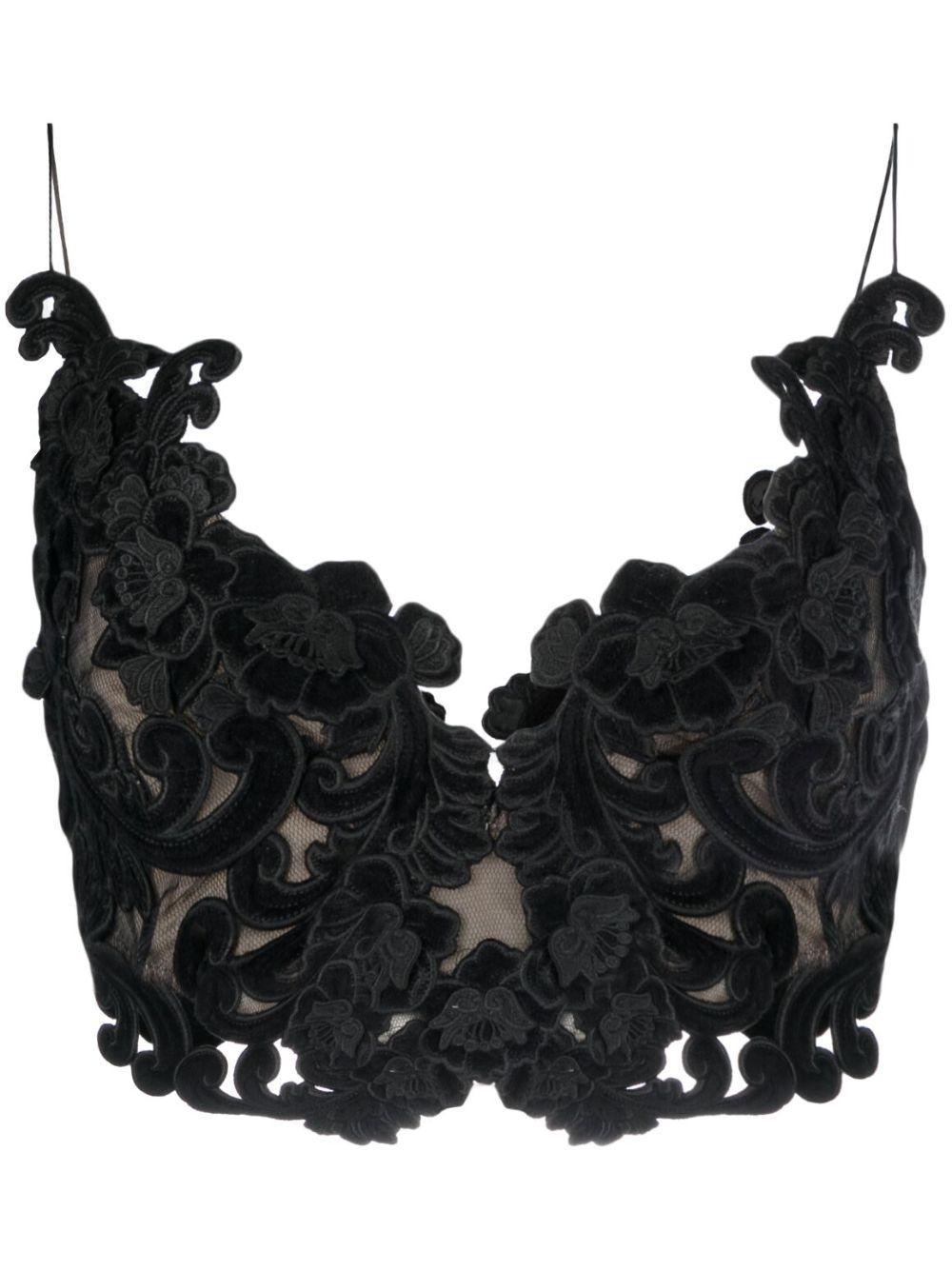 ZIMMERMANN Sensory Velvet Lace Bodice In Black Product Image