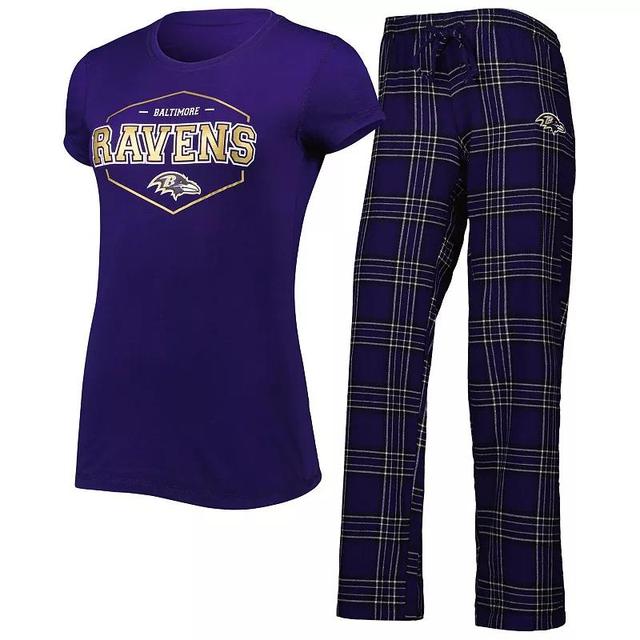 Womens Concepts Sport /Black Baltimore Ravens Plus Size Badge T-Shirt & Pants Sleep Set Product Image