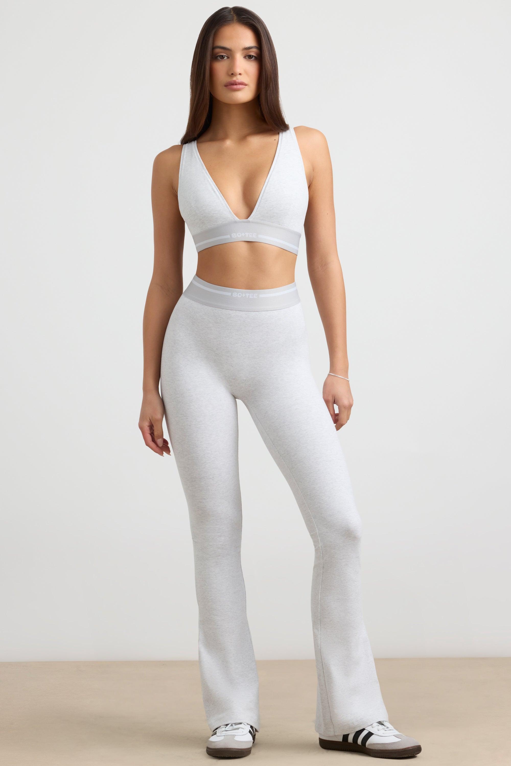 High-Waist Kick Flare Trousers in Grey Marl Product Image